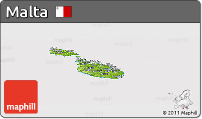 Physical Panoramic Map of Malta, cropped outside