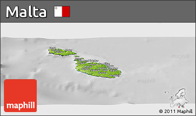 Physical Panoramic Map of Malta, desaturated