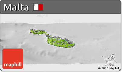 Physical Panoramic Map of Malta, desaturated