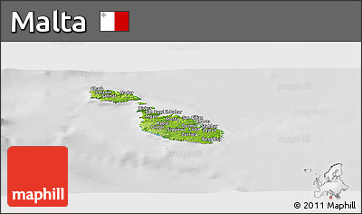 Physical Panoramic Map of Malta, lighten, desaturated