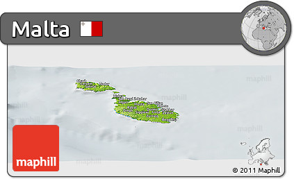 Physical Panoramic Map of Malta, lighten, semi-desaturated