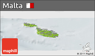 Physical Panoramic Map of Malta, lighten, semi-desaturated