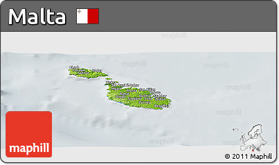 Physical Panoramic Map of Malta, lighten, semi-desaturated