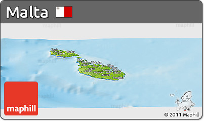 Physical Panoramic Map of Malta, lighten, semi-desaturated, land only