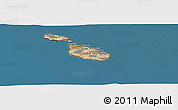 Satellite Panoramic Map of Malta, darken, desaturated, land only