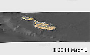 Satellite Panoramic Map of Malta, darken, desaturated
