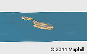 Satellite Panoramic Map of Malta, darken, land only