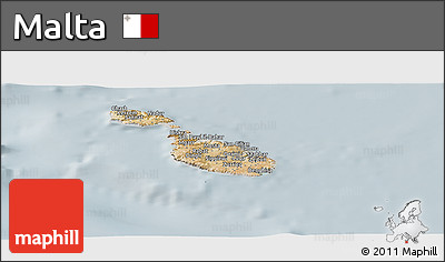 Satellite Panoramic Map of Malta, lighten