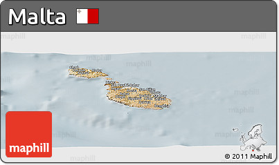 Satellite Panoramic Map of Malta, lighten