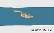 Satellite Panoramic Map of Malta, semi-desaturated, land only