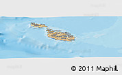 Satellite Panoramic Map of Malta, single color outside, bathymetry sea, shaded relief sea