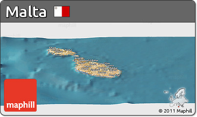 Satellite Panoramic Map of Malta, single color outside