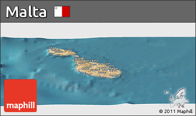 Satellite Panoramic Map of Malta, single color outside