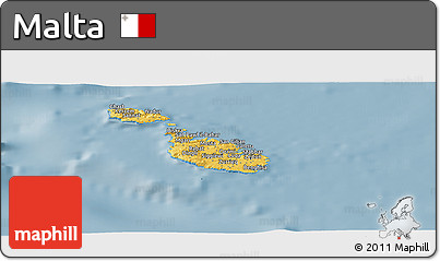 Savanna Style Panoramic Map of Malta, single color outside
