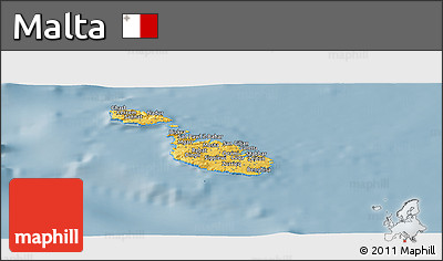 Savanna Style Panoramic Map of Malta, single color outside