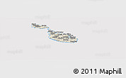 Shaded Relief Panoramic Map of Malta, cropped outside