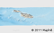 Shaded Relief Panoramic Map of Malta, darken, desaturated, land only