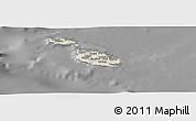Shaded Relief Panoramic Map of Malta, darken, desaturated