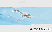 Shaded Relief Panoramic Map of Malta, darken, land only