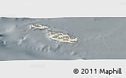 Shaded Relief Panoramic Map of Malta, darken, semi-desaturated