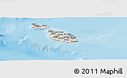 Shaded Relief Panoramic Map of Malta, desaturated, land only