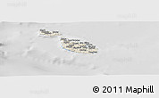 Shaded Relief Panoramic Map of Malta, lighten, desaturated