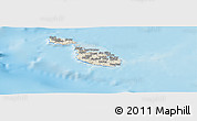 Shaded Relief Panoramic Map of Malta, lighten, land only