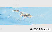 Shaded Relief Panoramic Map of Malta, political outside, shaded relief sea