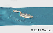 Shaded Relief Panoramic Map of Malta, satellite outside