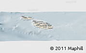 Shaded Relief Panoramic Map of Malta, semi-desaturated
