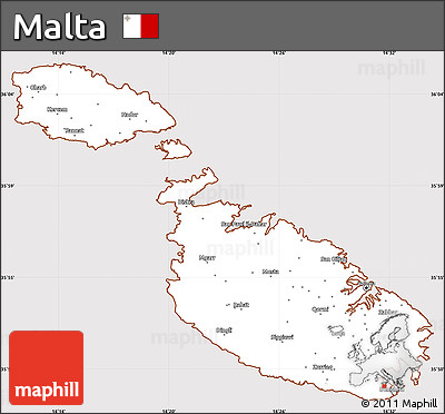 Classic Style Simple Map of Malta, cropped outside