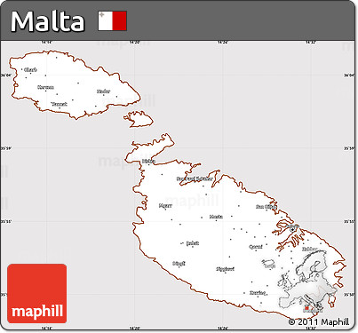 Classic Style Simple Map of Malta, cropped outside