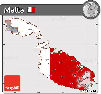 Flag Simple Map of Malta, flag centered