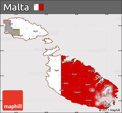Flag Simple Map of Malta, flag centered