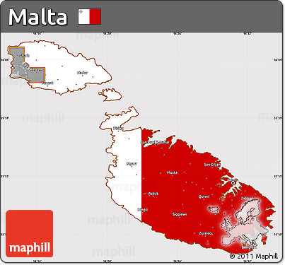 Flag Simple Map of Malta, flag centered