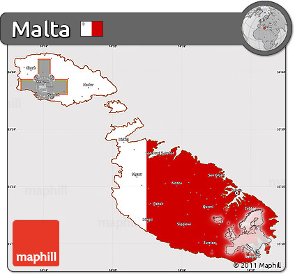 Flag Simple Map of Malta