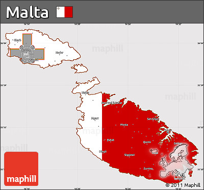 Flag Simple Map of Malta