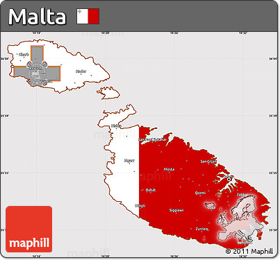 Flag Simple Map of Malta