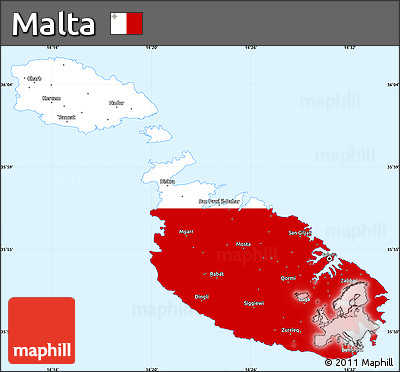 Flag Simple Map of Malta, single color outside, flag aligned to the middle