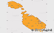 Political Shades Simple Map of Malta, cropped outside