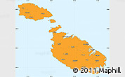 Political Shades Simple Map of Malta, single color outside