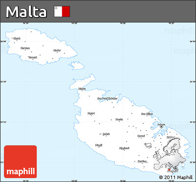 Silver Style Simple Map of Malta, single color outside