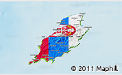 Flag 3D Map of Isle of Man, physical outside, flag rotated