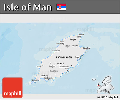 Flag 3D Map of Isle of Man, single color outside, bathymetry sea, shaded relief sea