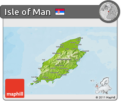 Physical 3D Map of Isle of Man, political outside
