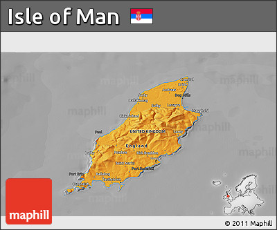 Political 3D Map of Isle of Man, darken, desaturated