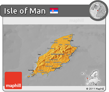 Political 3D Map of Isle of Man, darken, desaturated