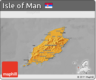 Political 3D Map of Isle of Man, darken, desaturated