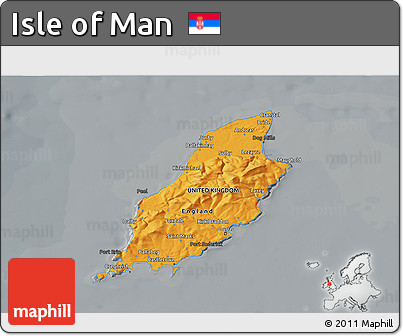 Political 3D Map of Isle of Man, darken, semi-desaturated