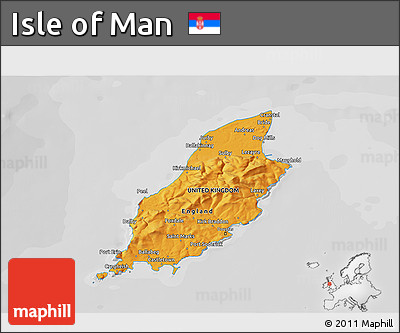 Political 3D Map of Isle of Man, desaturated